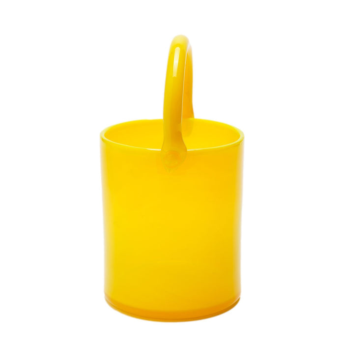 Blown yellow opaline glass pail (c. 1950)