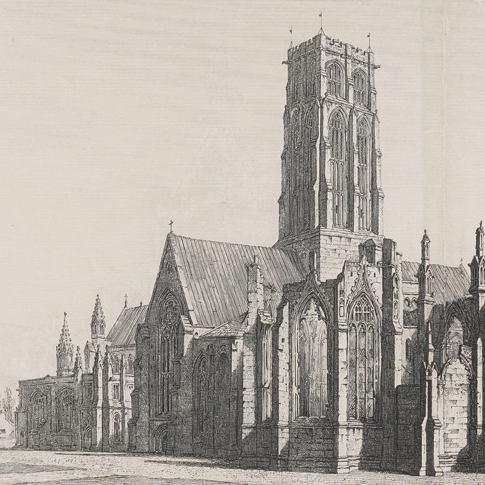 Pair of engravings of English gothic churches by John Coney (1819)