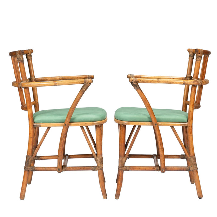 Pair of American Mid Century bamboo turned arm chairs (1950's)