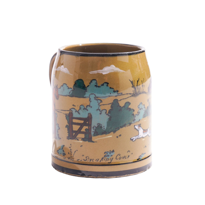 Deldare Ware "Breaking Cover" hunt scene mug by Buffalo Pottery (1908)