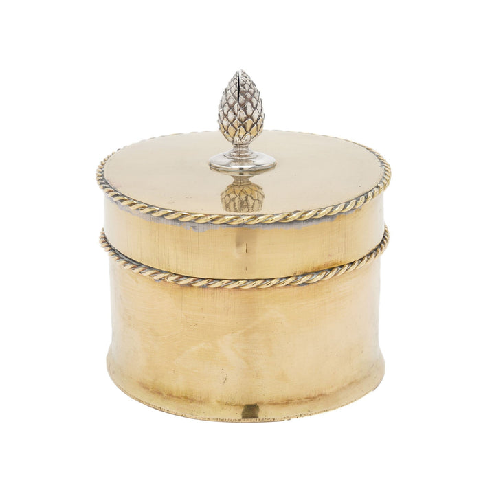 Oval Sheffield brass tea caddy (c. 1820-30)