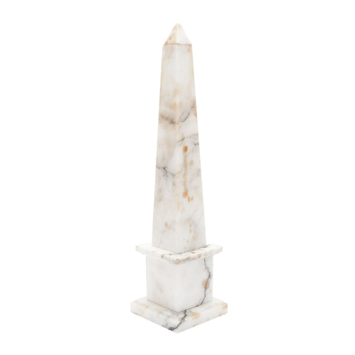 Italian Carrara marble obelisk on plinth (c. 1900's)