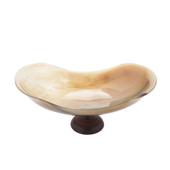 Buffalo horn bowl on pedestal