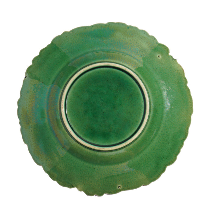 English majolica tea plate with leaf design (c. 1840)