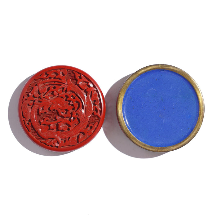 Round Chinese cinnabar box (c. 1950)