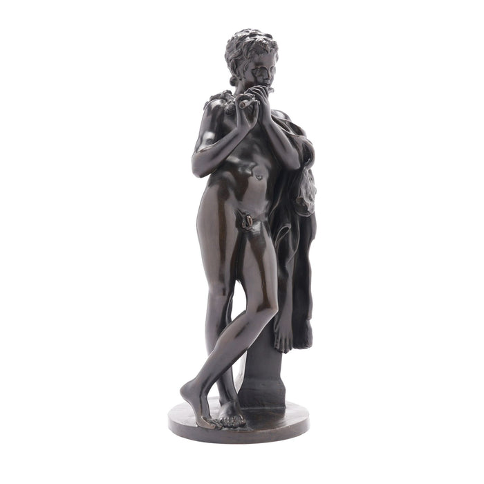 Cast bronze sculpture of Pan playing the flute by Ferdinand Barbedienne (1875-1900)