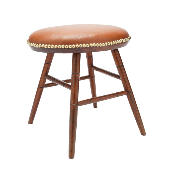 Oval Windsor stool with leather seat (c. 1825-50)