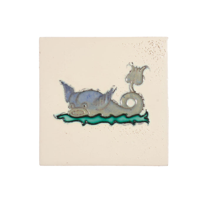 Set of 5 Belgian faience tiles of imaginary fish (c. 1920)
