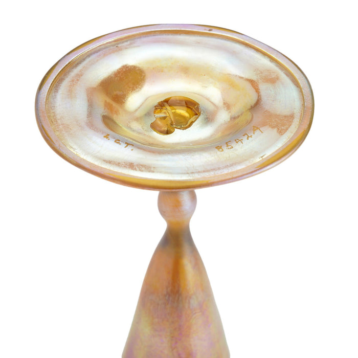 Gold Favrile trumpet vase by Louis Comfort Tiffany (1900)