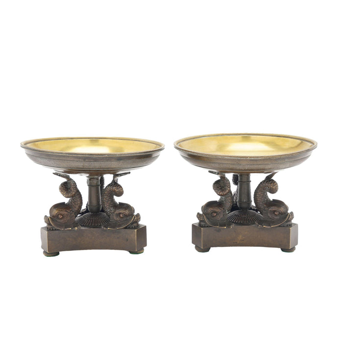 Pair of French Neoclassic bronze tazzas (c. 1800-25)