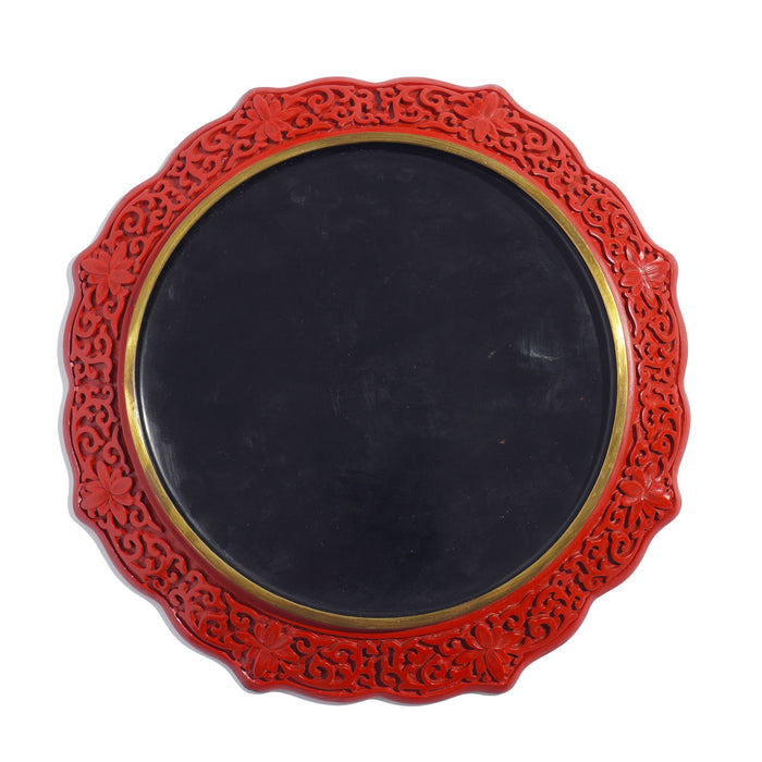 Chinese carved Cinnabar plate (c. 1950)