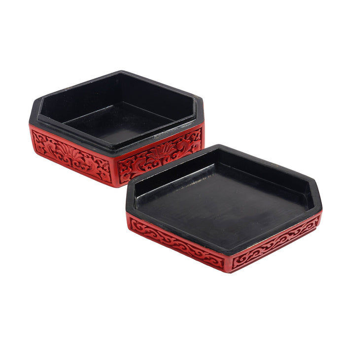 Chinese hexagonal cinnabar box, c. 1900's