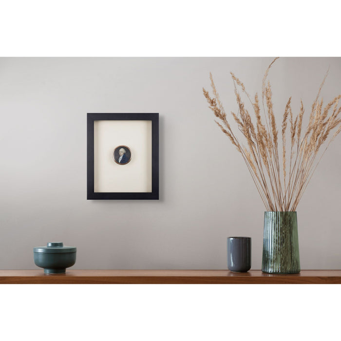 Shadowboxed tortoise shell snuff box with a finely painted miniature portrait (c. 1775)