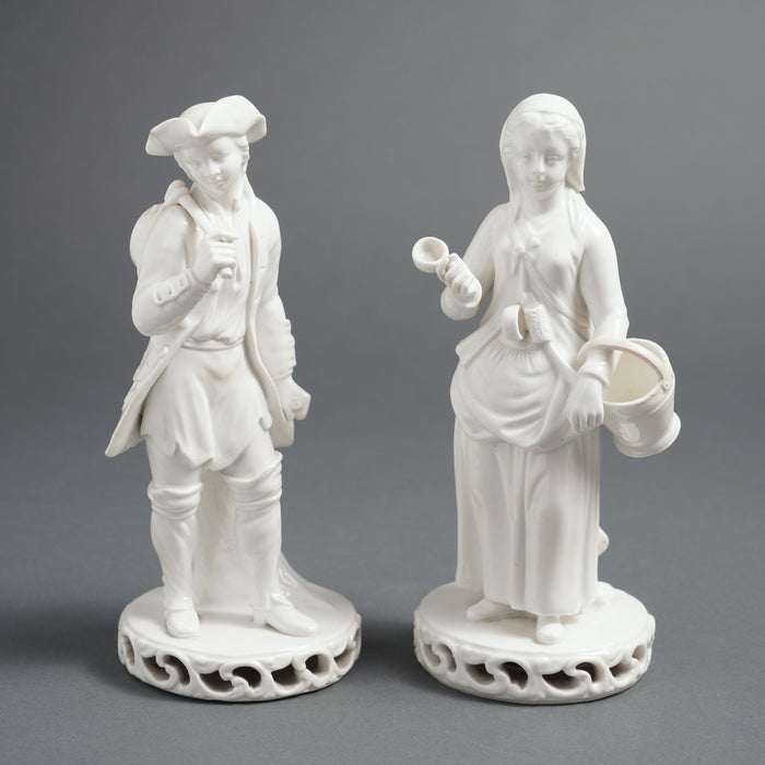 Pair of English Blanc du Chine figures by Stevenson & Hancock (1863-66)