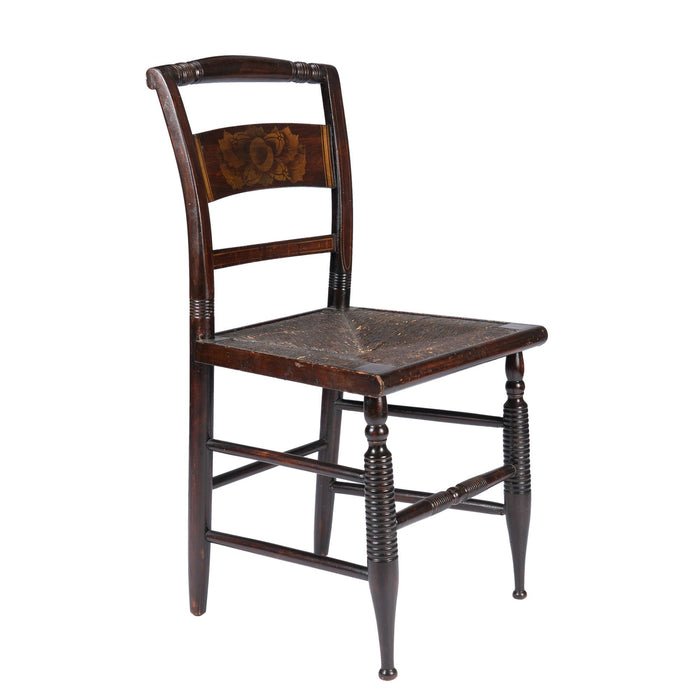 Connecticut Valley Hitchcock rush seat side chair (c. 1820)