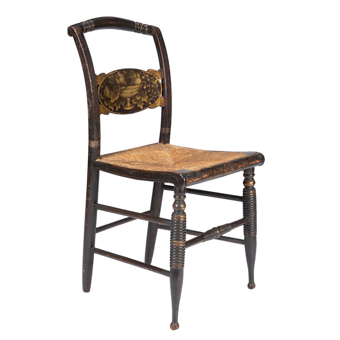 American Hitchcock turtle back rush seat side chair (1830)