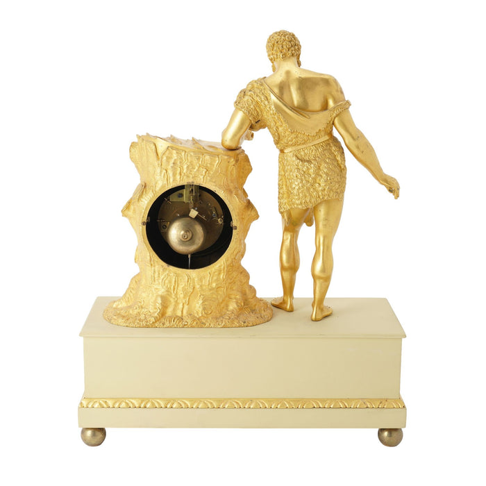 French Charles X period fire gilt bronze mantel clock (c. 1820-30)