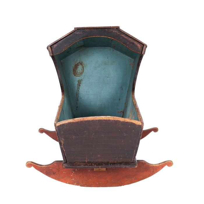 New England painted and grained hooded cradle (1780-1810)