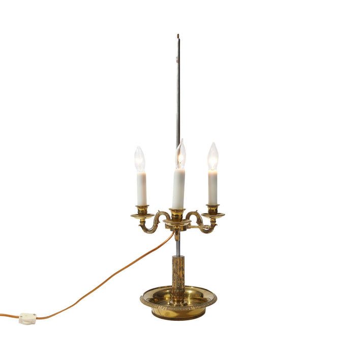 French Empire style cast brass three arm electrified lamp (c. 1935)