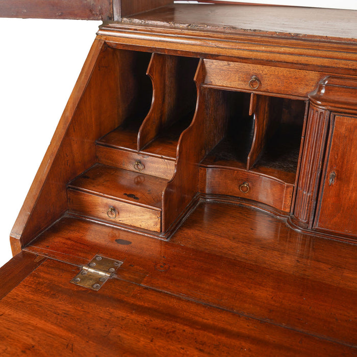 English George III Chippendale slant front secretary desk with glazed astragal doors (c. 1770)