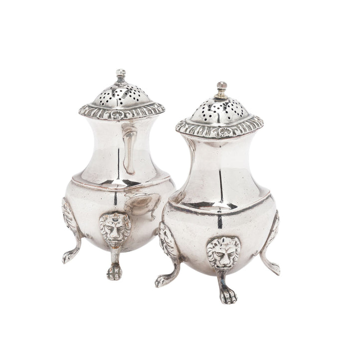 Pair of pear shaped pepper castors by The Barker Brothers (c. 1912)