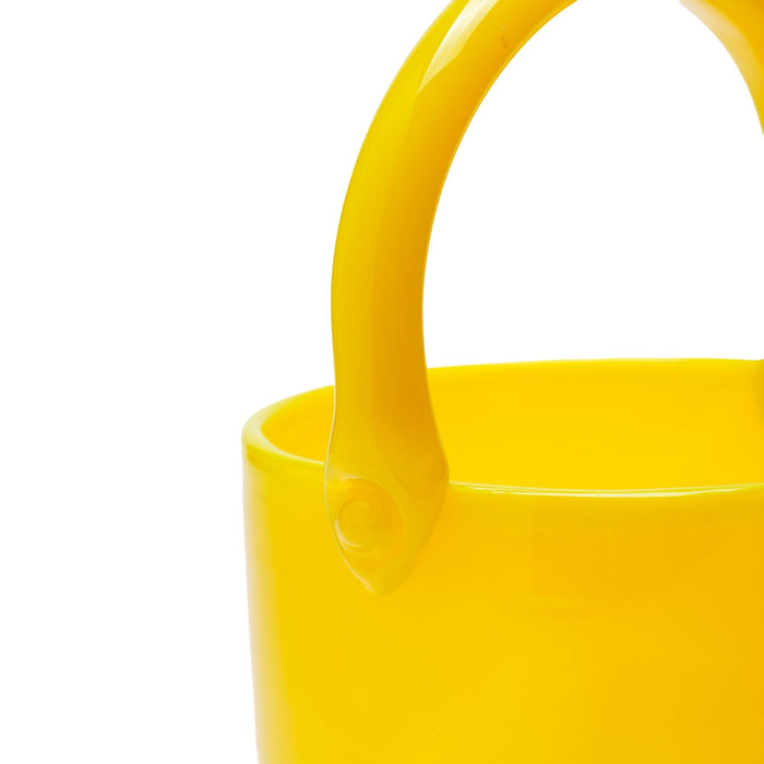 Blown yellow opaline glass pail (c. 1950)