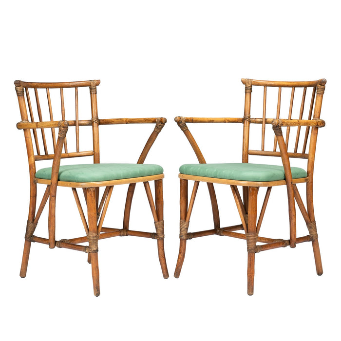 Pair of American Mid Century bamboo turned arm chairs (1950's)