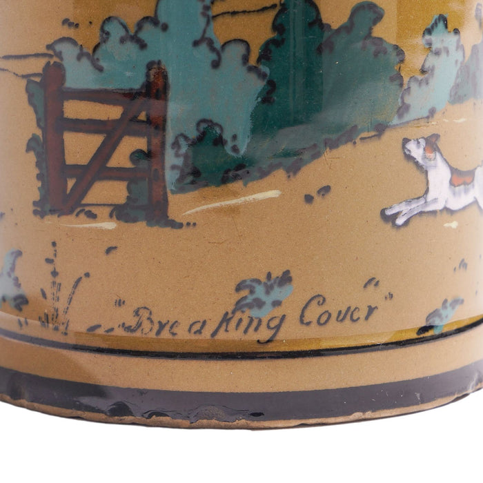Deldare Ware "Breaking Cover" hunt scene mug by Buffalo Pottery (1908)