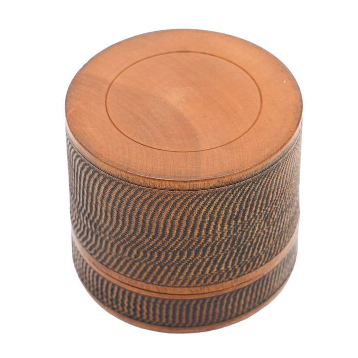 Japanese carved wood cylinder tea box (c. 1920)