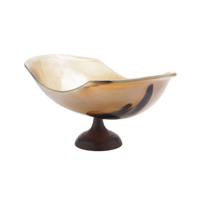 Buffalo horn bowl on pedestal