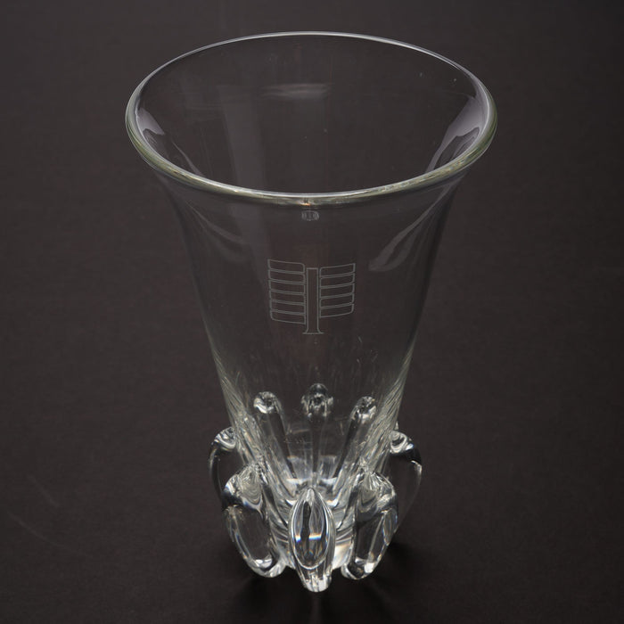 Blown & etched glass lotus vase by Steuben (c. 1942)