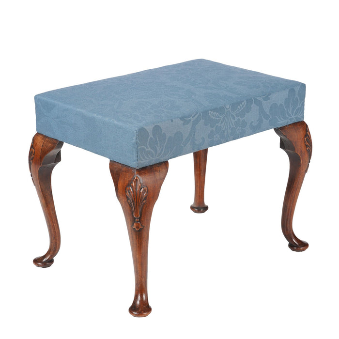 English Queen Anne upholstered stool (c. 1850)