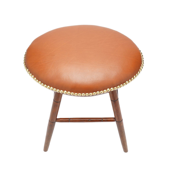 Oval Windsor stool with leather seat (c. 1825-50)