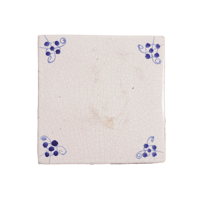 Set of 3 Delft tiles with cobalt spider corners (c. 1700)