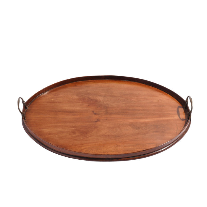 English inlaid serving tray with brass handles (c. 1800's)
