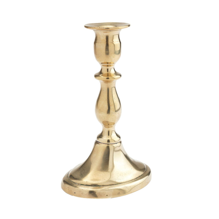 English cast brass oval base candlestick by William A. Harrison (c. 1791-1818)