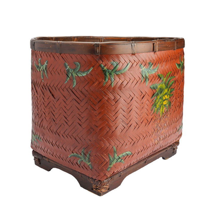 Indonesian woven & painted bamboo basket (1950's)