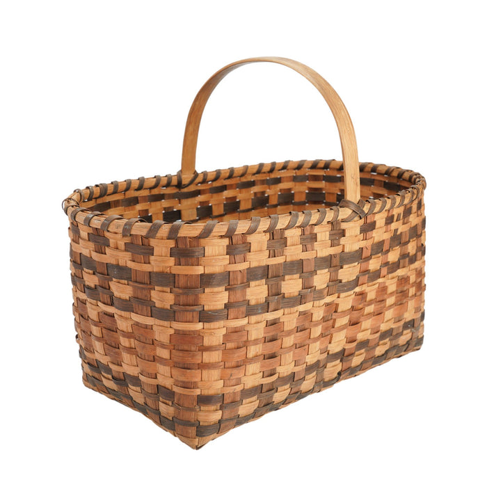 Oklahoma Cherokee woven split oak rectangular basket with handle (1900’s)