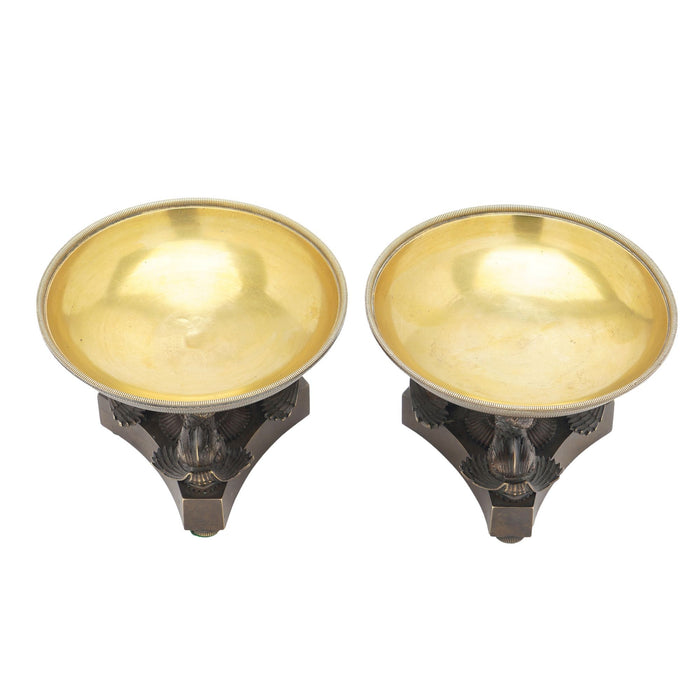 Pair of French Neoclassic bronze tazzas (c. 1800-25)