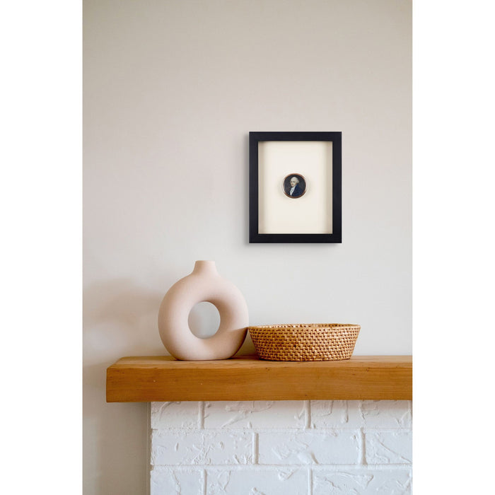 Shadowboxed tortoise shell snuff box with a finely painted miniature portrait (c. 1775)