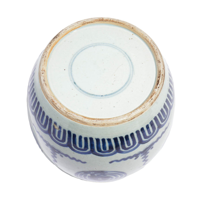 Chinese ceramic ginger jar on wood stand (c. 1661 -1722)