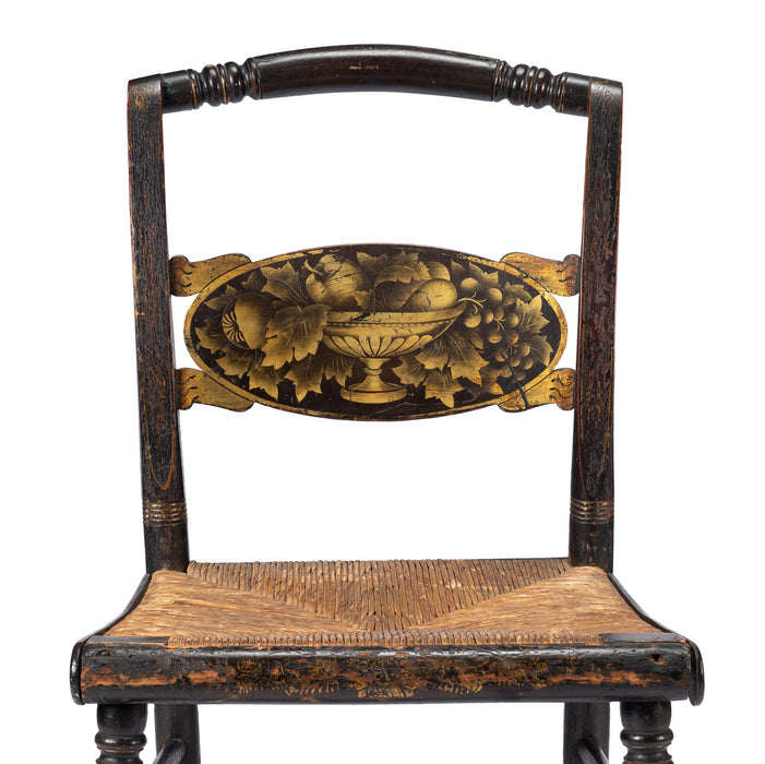 American Hitchcock turtle back rush seat side chair (1830)