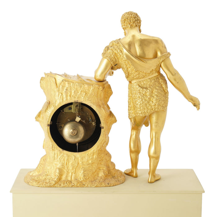 French Charles X period fire gilt bronze mantel clock (c. 1820-30)