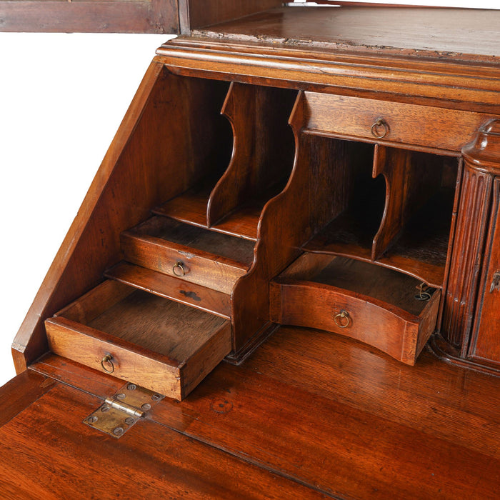 English George III Chippendale slant front secretary desk with glazed astragal doors (c. 1770)