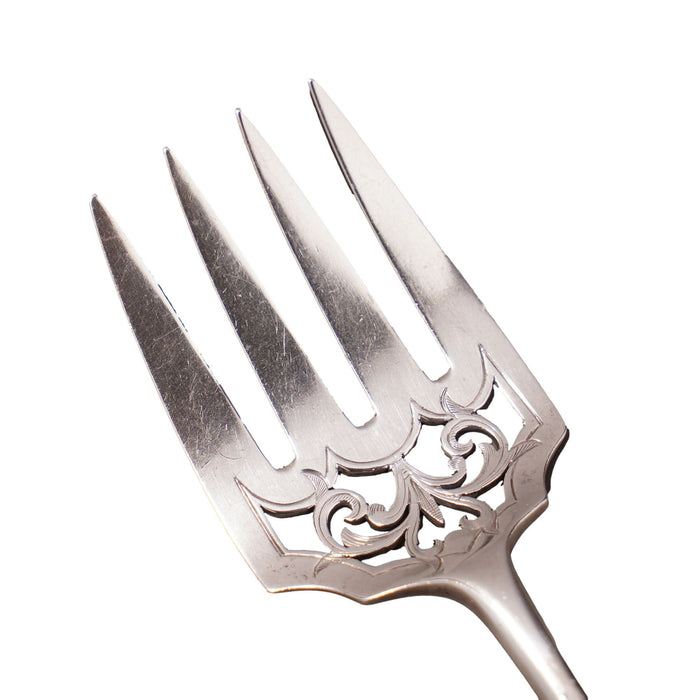 English sterling silver fork and knife fish set by Chawner & Co (1856)