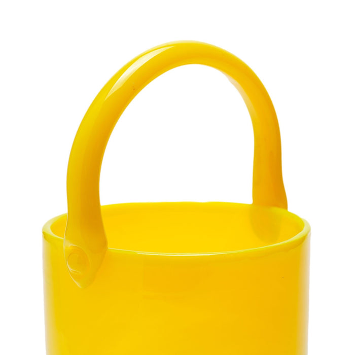 Blown yellow opaline glass pail (c. 1950)