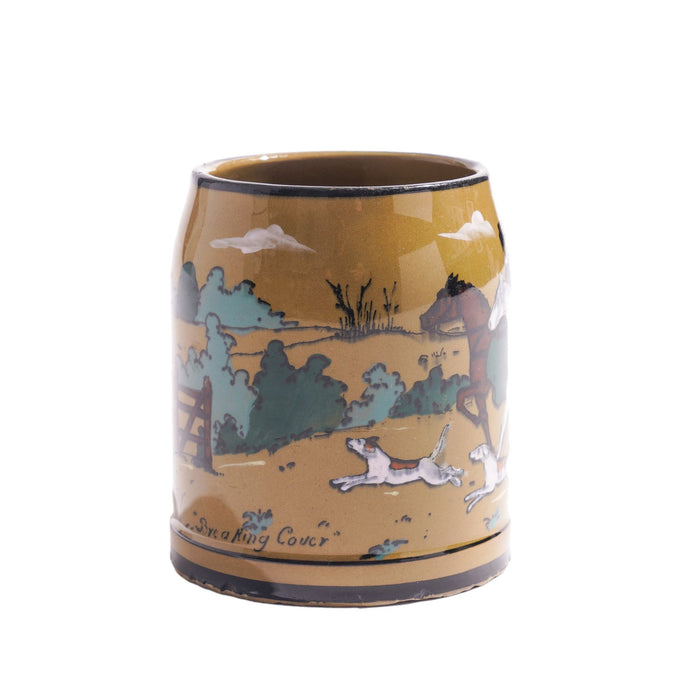 Deldare Ware "Breaking Cover" hunt scene mug by Buffalo Pottery (1908)