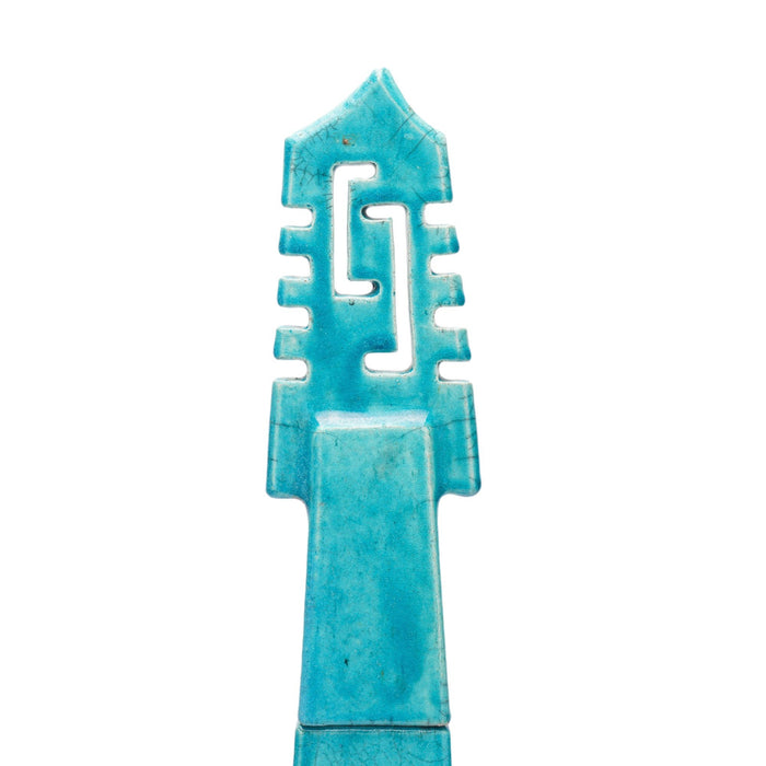 Turquoise glazed studio ceramic two part obelisk (c. 1950)