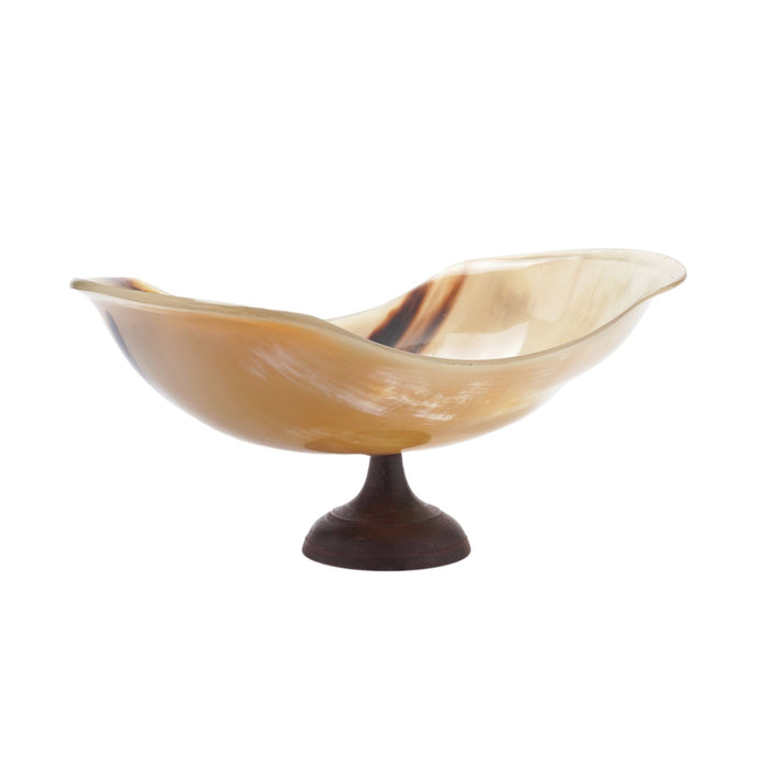 Buffalo horn bowl on pedestal