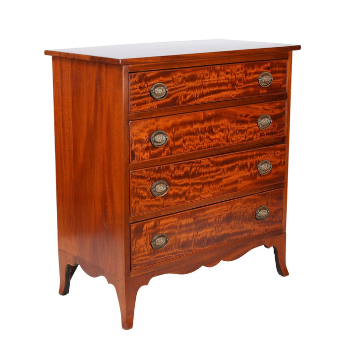 Small-scaled Massachusetts Hepplewhite four drawer chest (c. 1880)